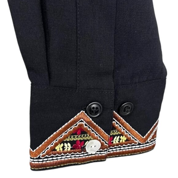 M🎀Victor Costa 90' Vintage Black Embroidered Floral Garden Printed Black - Picture 5 of 10